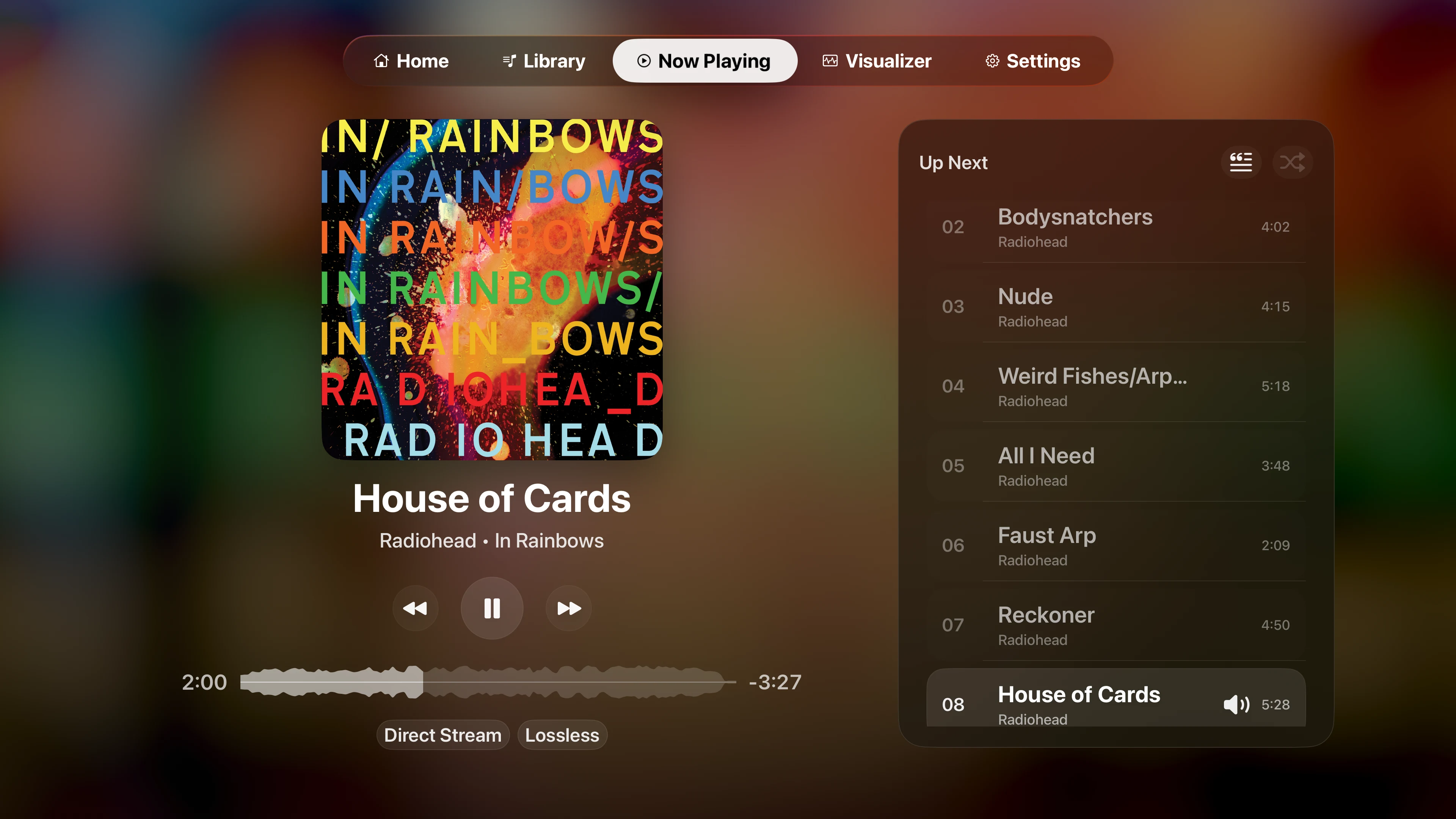 Playris now playing screen on Apple TV